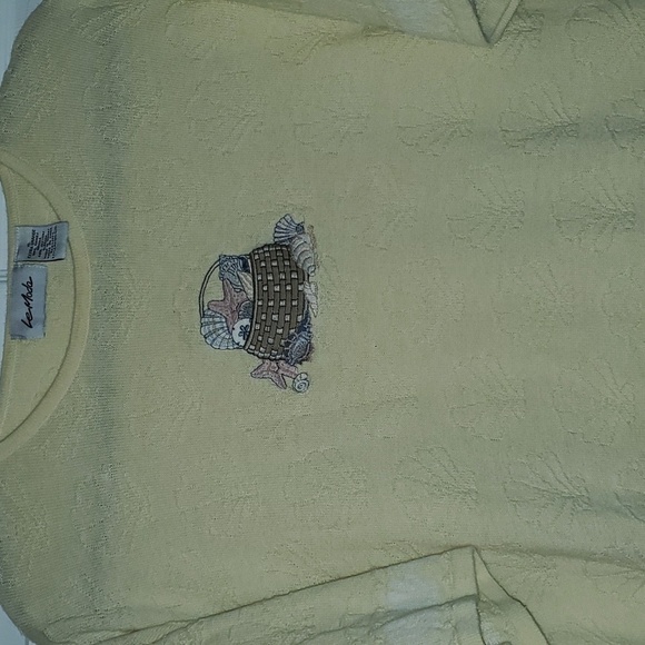 Le Moda Seashell Knit Short Sleeve Sweater Top Size XL - Picture 2 of 5